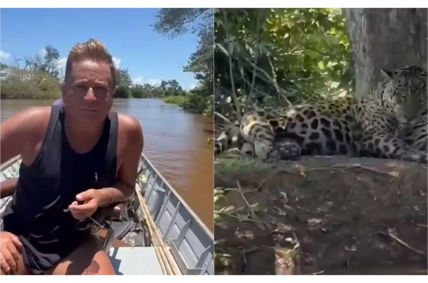Leonardo dá de cara com onça-pintada em viagem ao Pantanal;