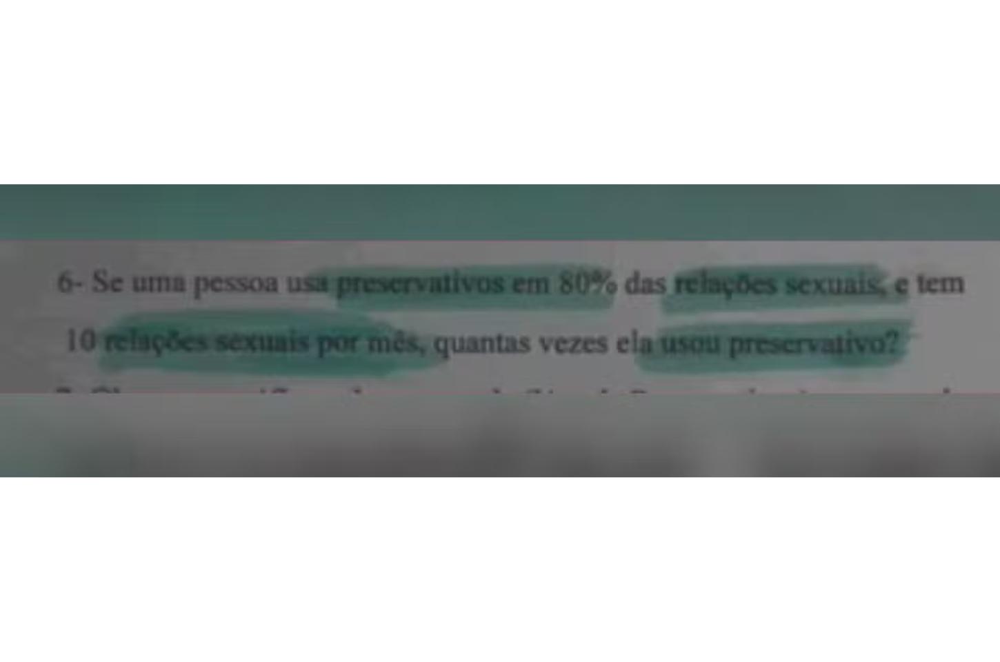 Pai denuncia questão de matemática que cita 'preservativos e relações sexuais' em caderno da filha em MT