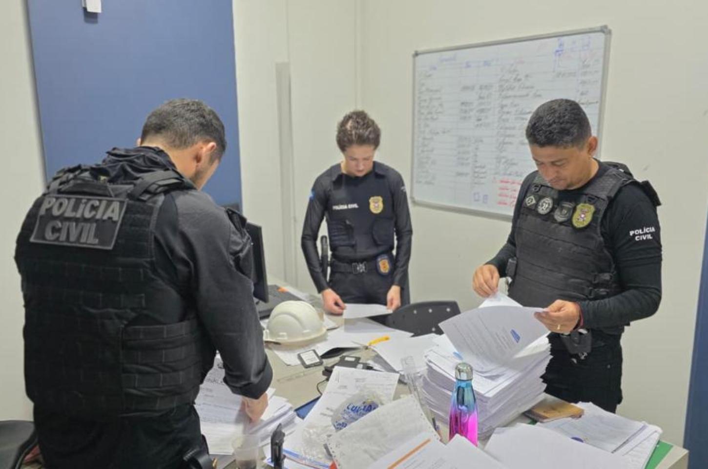 Polícia Civil cumpre ordens judiciais contra empresa investigada por fraude em obras de escolas em Guarantã do Norte