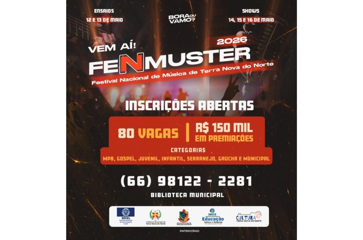 FENMÚSTER 2026 abre inscrições e promete ser o maior festival de música de Mato Grosso